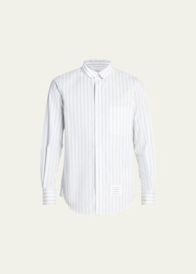 Men's Stripe Poplin Club-Collar Sport Shirt