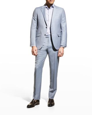 Men's Stripe Wool Two-Piece Suit