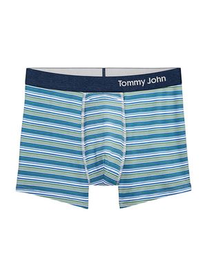 Men's Striped Cotton-Blend Boxer Briefs - Skyway Blue - Size XXL