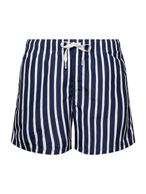 Men's Striped Drawstring Swim Shorts - Blue - Size Large