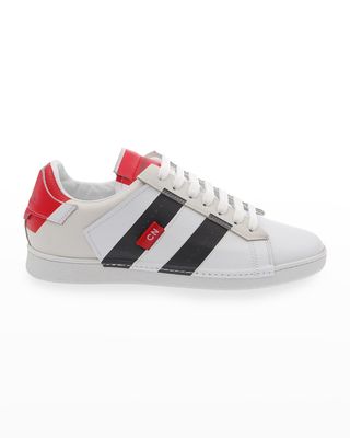 Men's Striped Leather Low-Top Sneakers