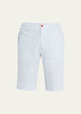 Men's Striped Linen-Blend Shorts