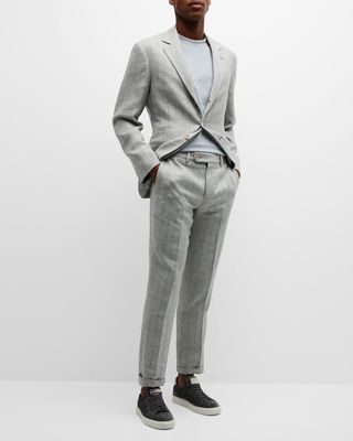 Men's Striped Linen-Blend Suit