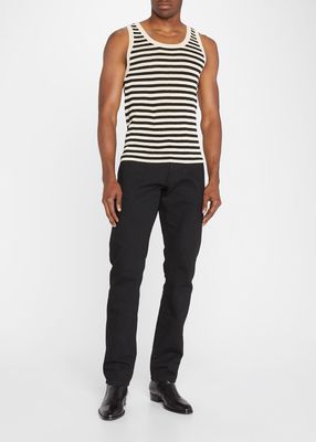 Men's Striped Linen-Silk Tank Top