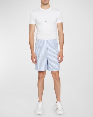 Men's Striped Logo Pajama Shorts