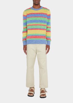 Men's Striped Marled Cashmere Sweater