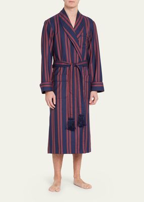 Men's Striped Worsted Wool Robe