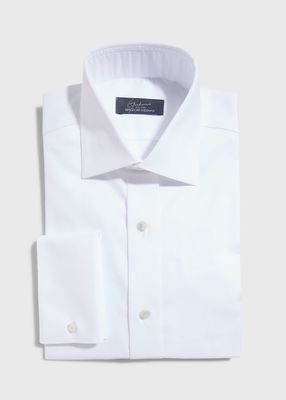 Men's Stud-Front Micro Box Weave Dress Shirt