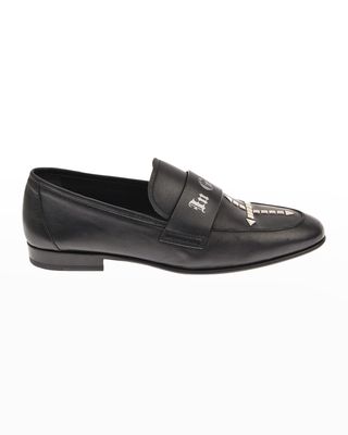 Men's Studded Cross Leather Loafers