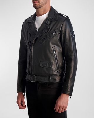 Men's Studded Leather Biker Jacket