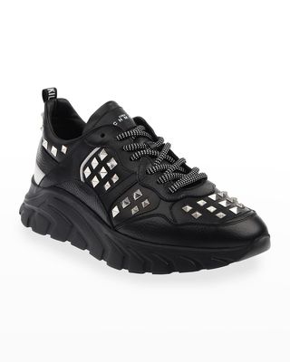 Men's Studded Leather Chunky Sneakers
