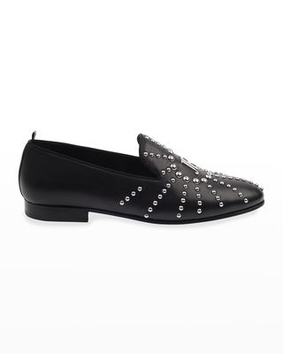 Men's Studded Logo Leather Loafers