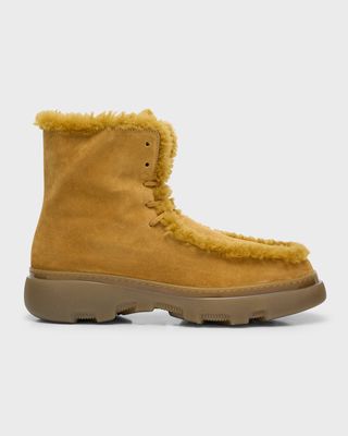 Men's Suede and Shearling Ankle Boots