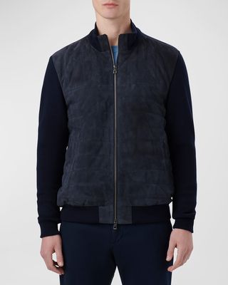 Men's Suede-Front Sweater Jacket