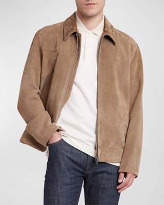 Men's Suede Full-Zip Blouson Jacket