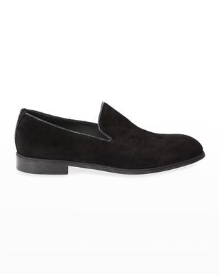 Men's Suede Loafers with Python Trim