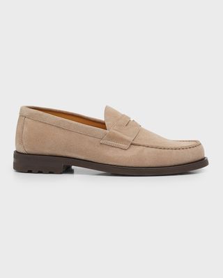 Men's Suede Moc Toe Penny Loafers