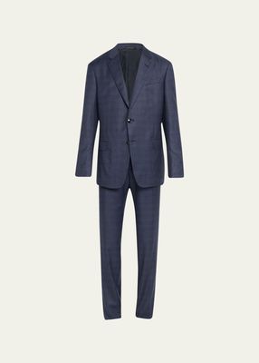 Men's Super 150s Wool Windowpane Suit