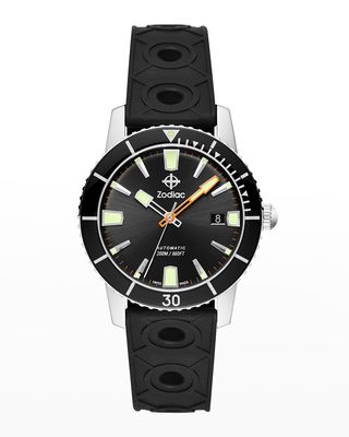Men's Super Sea Wolf 53 Compression Automatic Black Caoutchouc Rubber Watch