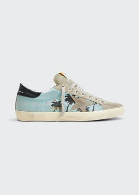 Men's Super Star Palm Tree-Print Canvas Low-Top Sneakers