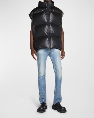Men's Swing Oversized Leather Puffer Vest