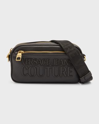 Men's Tactile Logo Leather Crossbody Bag