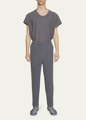 Men's Tapered Crease-Front Pleated Pants