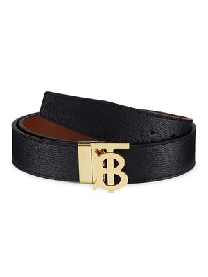 Men's TB Logo Reversible Belt - Black Tan Light Gold - Size 34