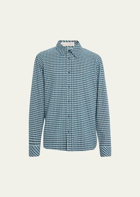 Men's Teal Check Tartan Cashmere Shirt