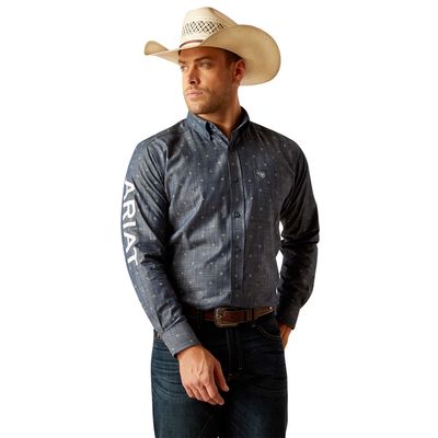 Men's Team Everett Classic Fit Shirt in Blue Chambray