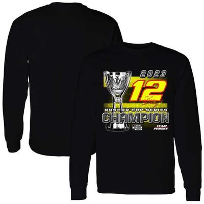 Men's Team Penske Black Ryan Blaney 2023 NASCAR Cup Series Champion Trophy Long Sleeve T-Shirt