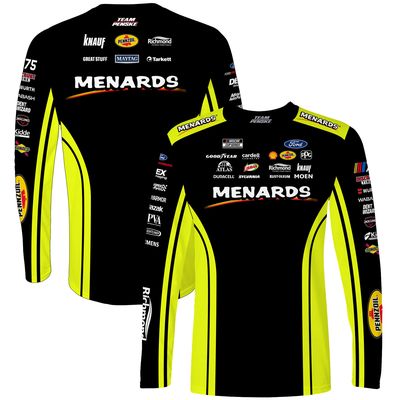 Men's Team Penske Black Ryan Blaney Menards Sublimated Uniform Long Sleeve T-Shirt