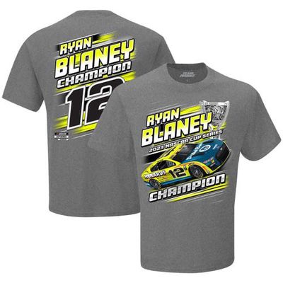 Men's Team Penske Heather Charcoal Ryan Blaney 2023 NASCAR Cup Series Champion Trophy T-Shirt