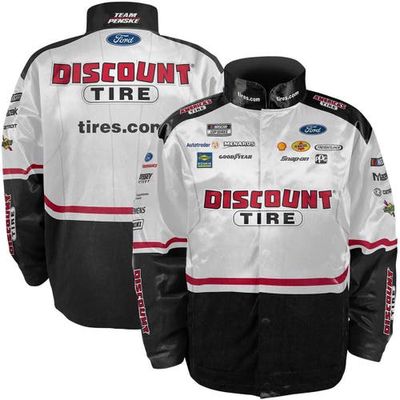 Men's Team Penske White/Black Austin Cindric Discount Tire Nylon Uniform Full-Snap Jacket