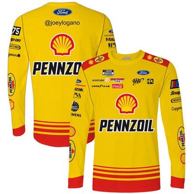 Men's Team Penske Yellow Joey Logano Shell Pennzoil Sublimated Uniform Long Sleeve T-Shirt