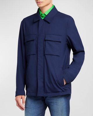 Men's Technical Wool Concealed-Zip Shirt Jacket