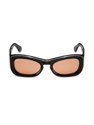 Men's Temo 57MM Rectangular Sunglasses - Black Acetate Amber