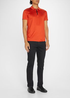 Men's Tencel Cotton Jersey Quarter-Zip Polo Shirt