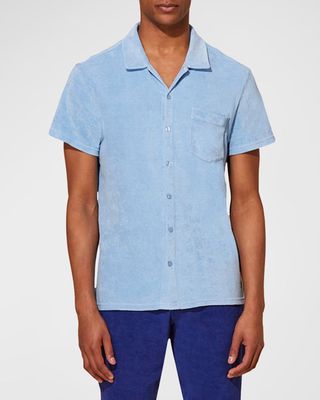 Men's Terry Button-Down Shirt