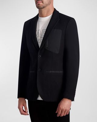 Men's Textured Blazer with Zip Pocket
