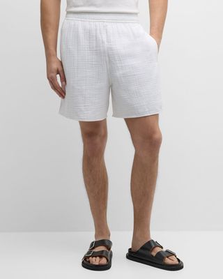 Men's Textured Cotton Lounge Shorts