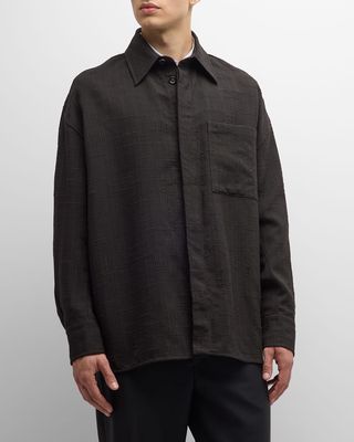 Men's Textured Crisscross Jacquard Overshirt
