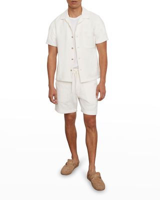 Men's Textured Herringbone Cotton Shorts