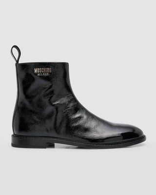 Men's Textured Logo-Plate Ankle Boots