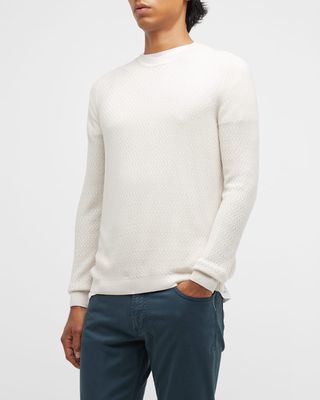 Men's Textured-Stitch Crewneck Sweater