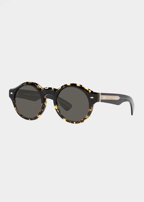 Men's The Cassavet Keyhole-Bridge Round Sunglasses