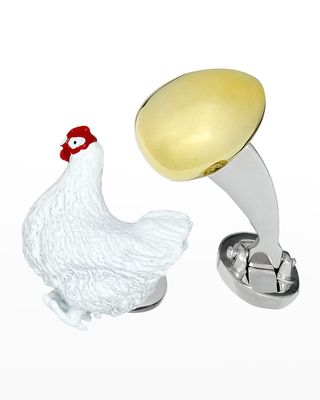 Men's The Chicken & The Egg Sterling Silver Cufflinks