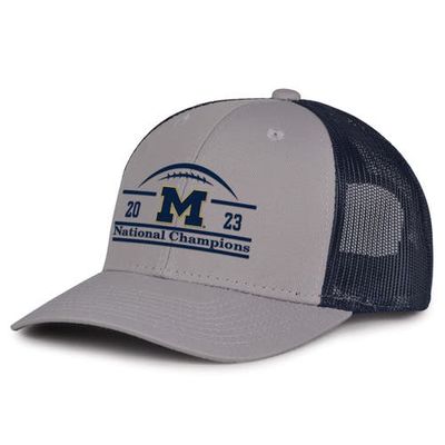 Men's The Game Gray Michigan Wolverines College Football Playoff 2023 National Champions Trucker Adjustable Hat