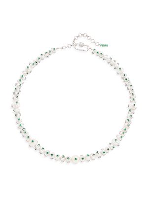 Men's The Green Polka Dot Freshwater Pearl & Cubic Zirconia Necklace - White Gold - White Gold