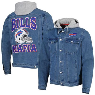 Men's The Wild Collective Buffalo Bills Hooded Full-Button Denim Jacket in Blue